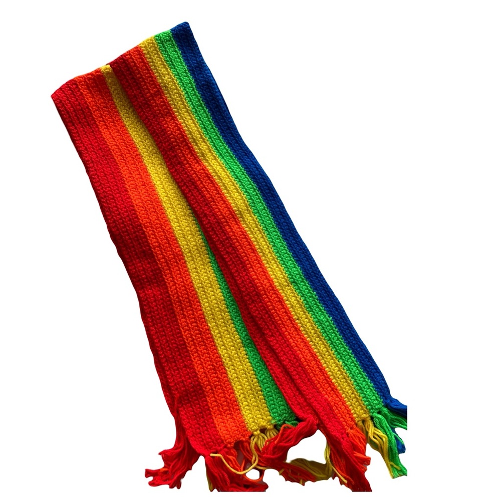 Handmade Long Crocheted Rainbow Scarves (two!)